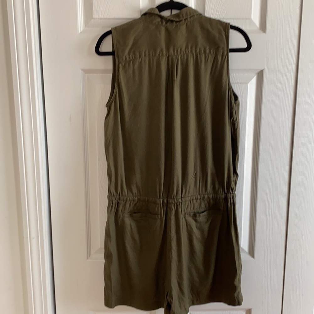 Ralph Lauren Army Green Linen Blend Shorts Romper Size 12 Petite - Picture 5 of 12